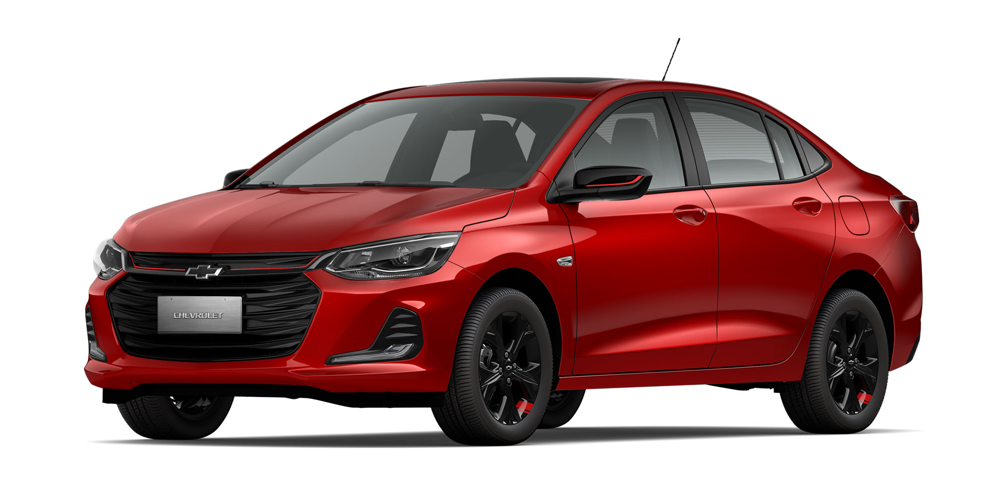 Chevrolet Onix 2025, sedán deportivo en color rojo candy