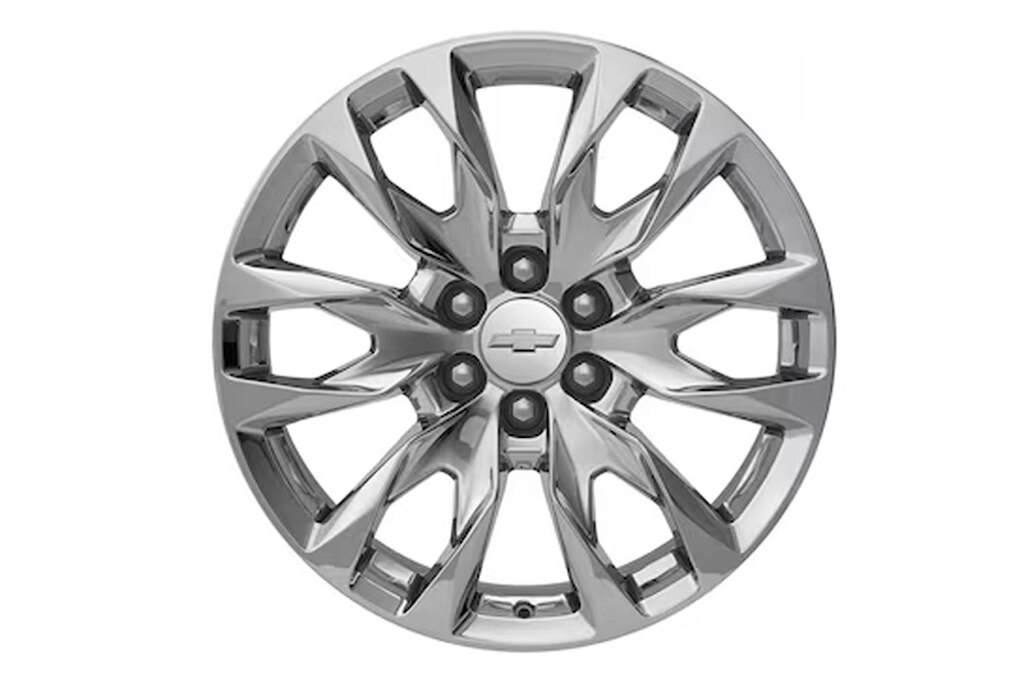 Rin de aluminio de 6 brazos de 22 pulgadas en color negro con detalles en plata para tu Nueva Chevrolet Suburban 2025